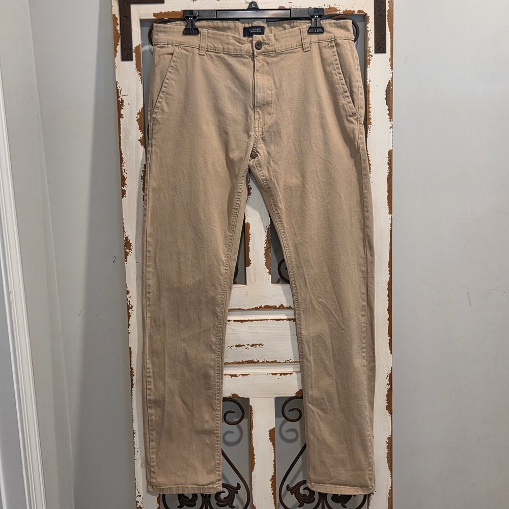 PJ Mark Authentic Goods Mens Khaki Chino Pants Tan Straight Leg W34 L34